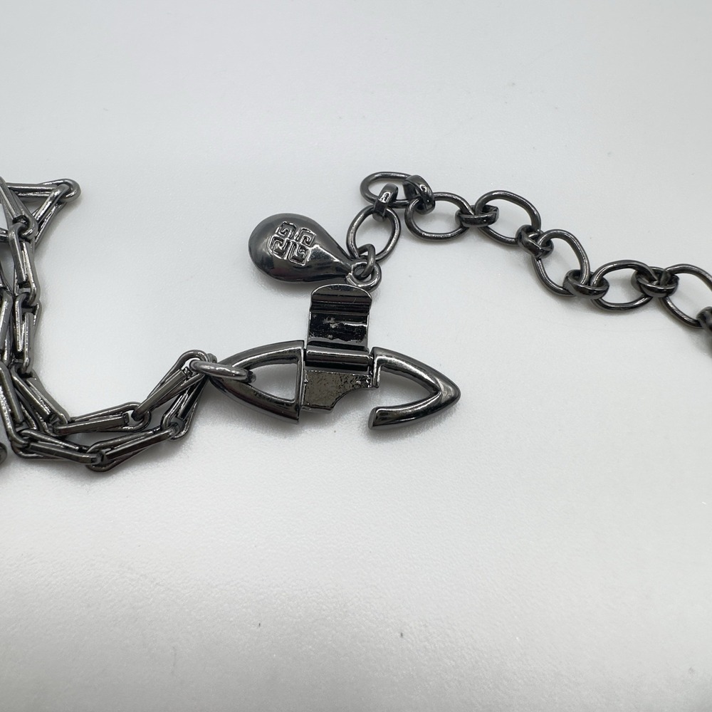 Givenchy Necklace Purple Rhinestone Leaf Bib Gunmetal Tone Statement 15" - 17" - Picture 11 of 16